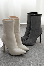 Rhinestone High-heeled Boots