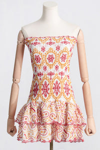 Bandeau Embroidery Mini Dress