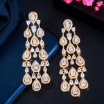 Gorgeous Studded Tassel Design Wedding Drop Earrings