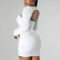 Solid Mohair Long Sleeve Top & Bodycon Dress Set