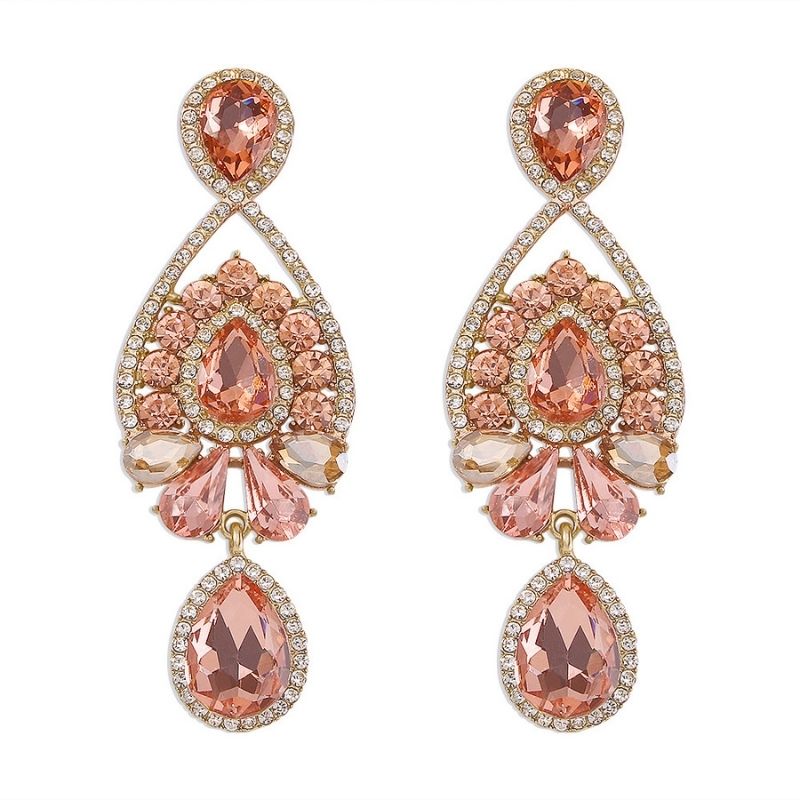 Elegant Full Rhinestone Diamond Long Earrings