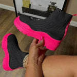 Colorblock Knitted Platform Boots