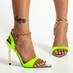 ROSYSHE Metal Chain Pointy-toe Heeled Sandal